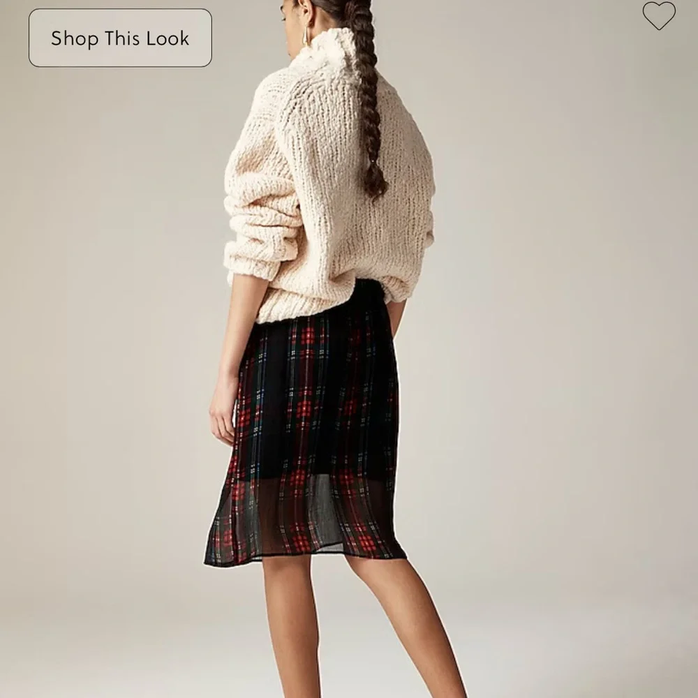 NWT J.Crew Gwen knee-length layered slip skirt in tartan crinkle chiffon (small) - Picture 3 of 4